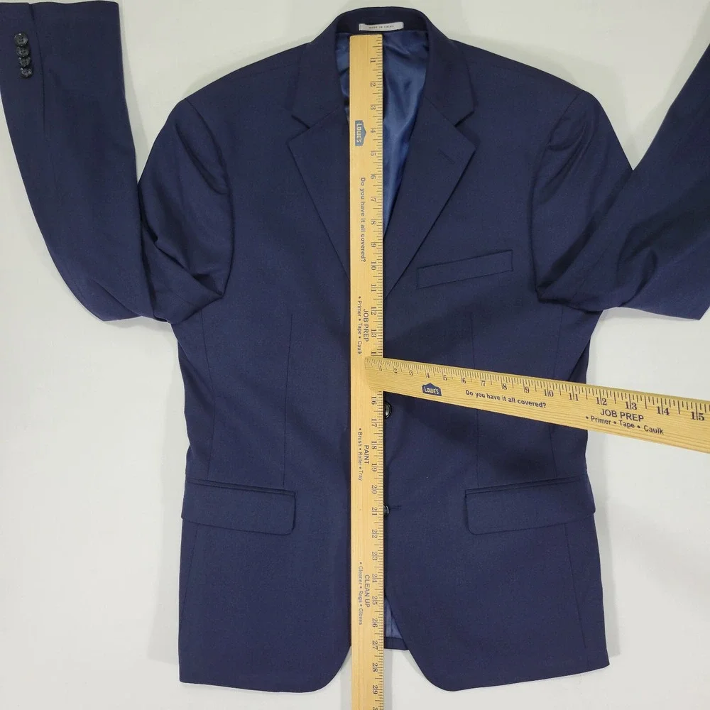 Alfani Men's Sport Coat Blazer Two Button Navy Blue Polyester Blend Slim 38S NEW